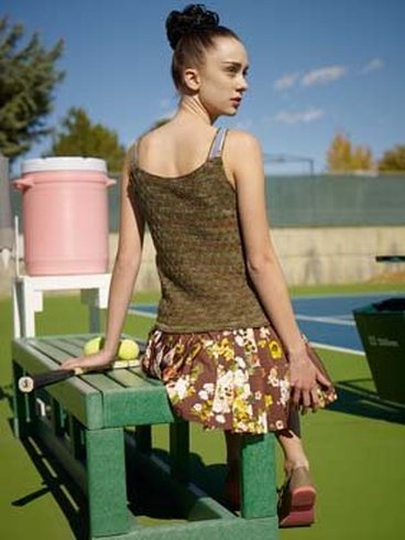 Adeline Camisole knitting pattern by Cassie Castillo.  Lace tank with adjustable straps.