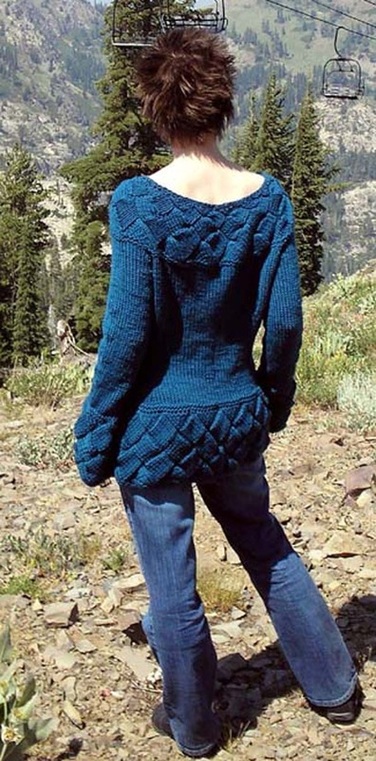 Valhalla knitting pattern by Cassie Castillo.  Pullover sweater with entrelac.